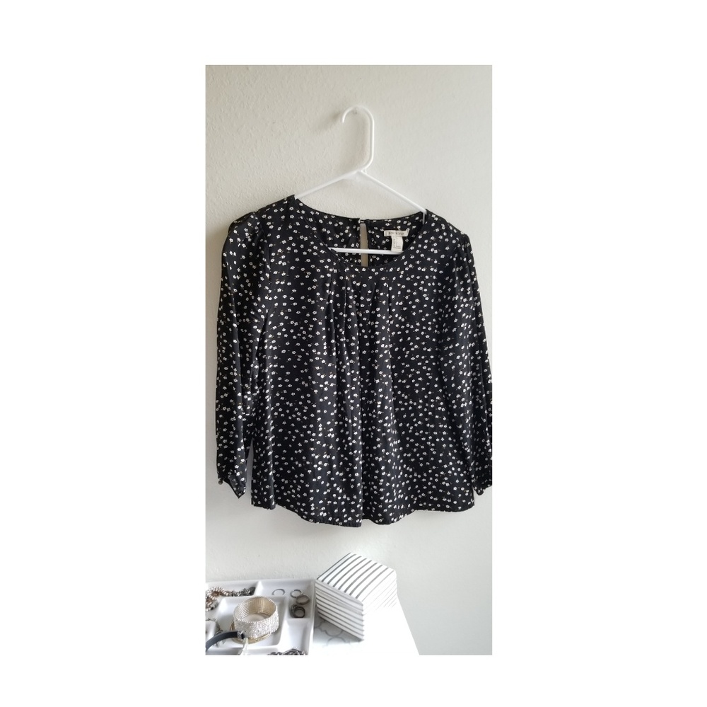 Black floral blouse